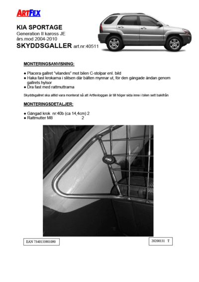 Artfex Skyddsgaller - Kia Sportage 2004-2010 - Bild 2