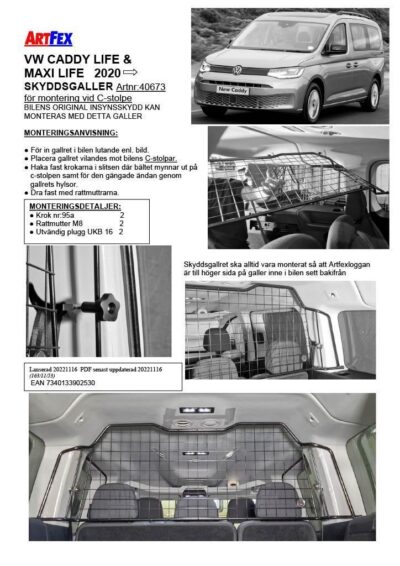 Artfex Skyddsgaller - VW Caddy Life & Maxi Life 2020- - Bild 4